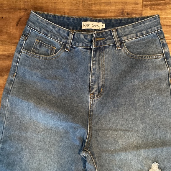 Nash Grey High Waist Wide Leg Distressed Jeans (M) - Picture 3 of 7